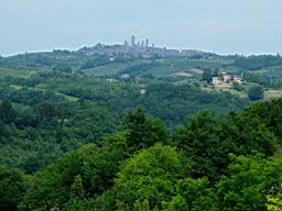 Panoramic view of San Gimignano and the surrounding country
