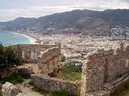 Alanya Castle and Cleopatra Beach in background