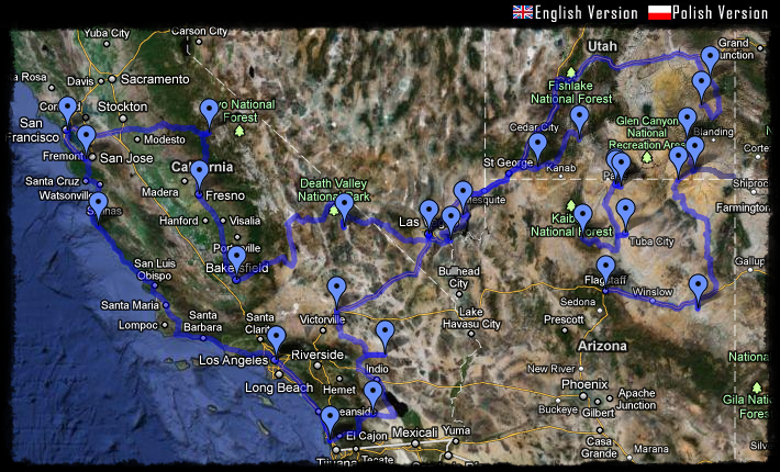 usa, nevada, california, utah, arizona, travel map, mappa del viaggio, stati uniti, united states