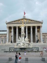 The statue of Athena in front of the Austrian Parliament